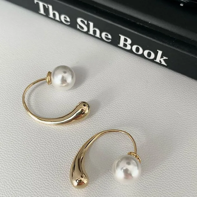 法式極簡高級感珍珠耳飾 氣質輕奢小眾設計感耳飾