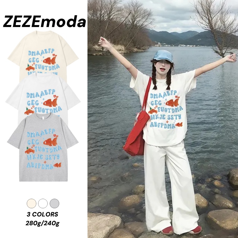 日雜卡通寬版棉T 純棉圓領短袖 百搭休閒加密工藝