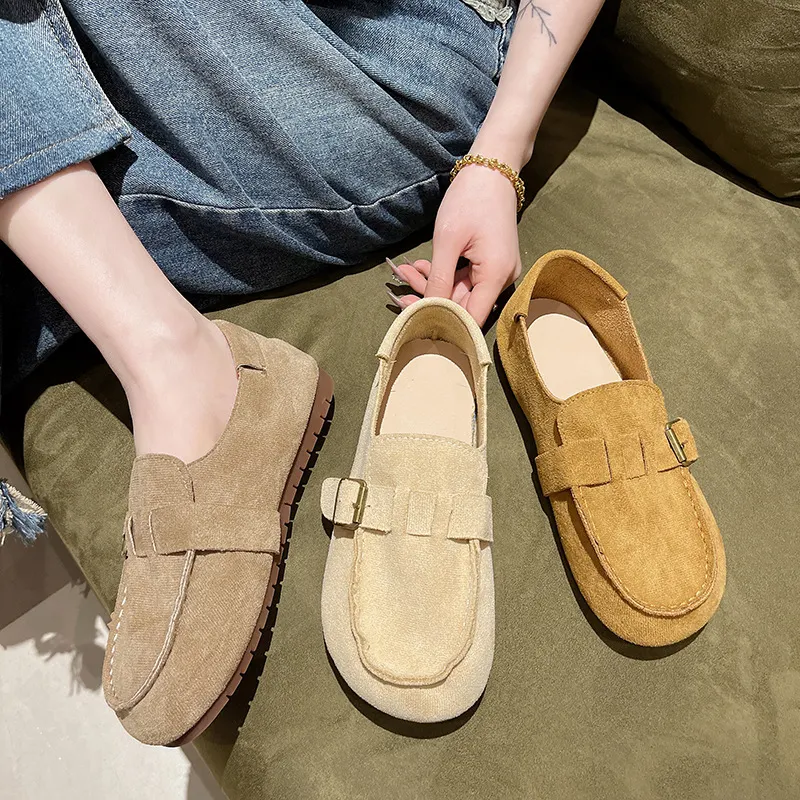 春秋復古平底樂福鞋-舒適軟底懶人鞋 時尚百搭單鞋