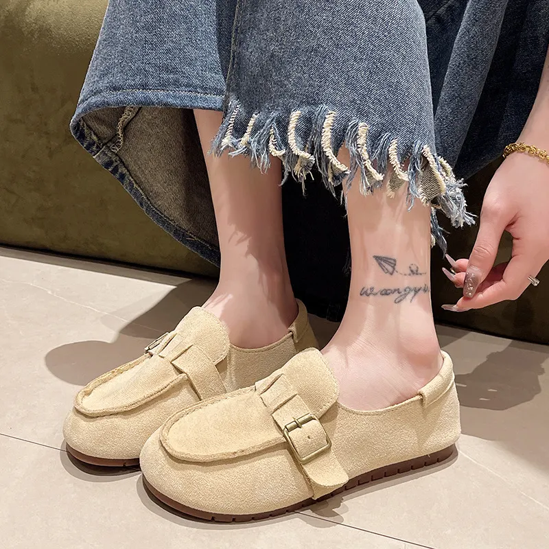 春秋復古平底樂福鞋-舒適軟底懶人鞋 時尚百搭單鞋