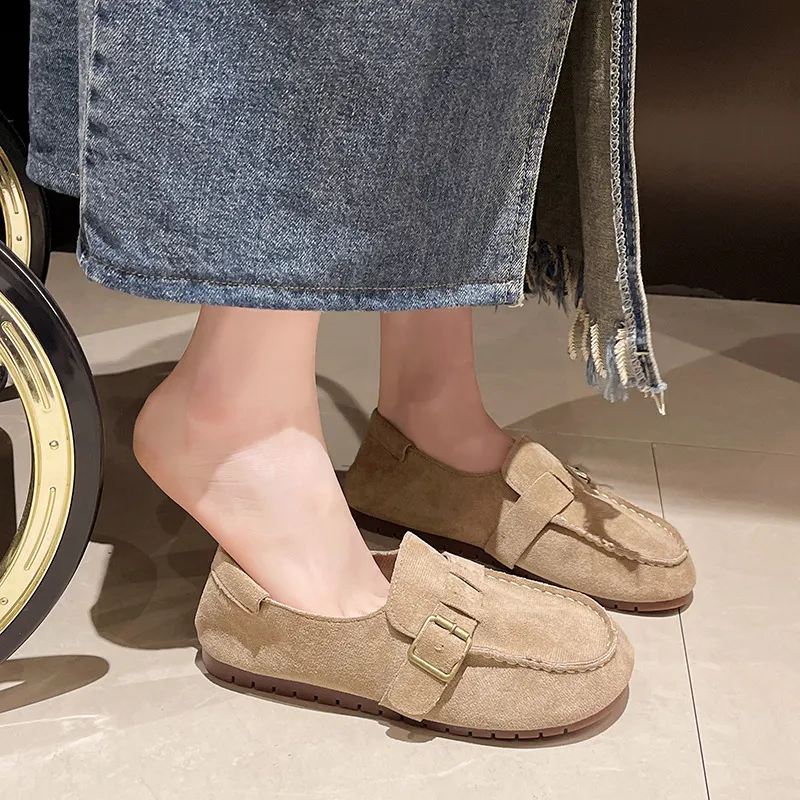 春秋復古平底樂福鞋-舒適軟底懶人鞋 時尚百搭單鞋