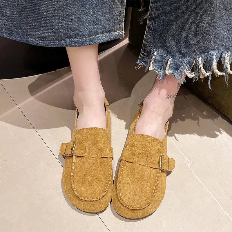 春秋復古平底樂福鞋-舒適軟底懶人鞋 時尚百搭單鞋