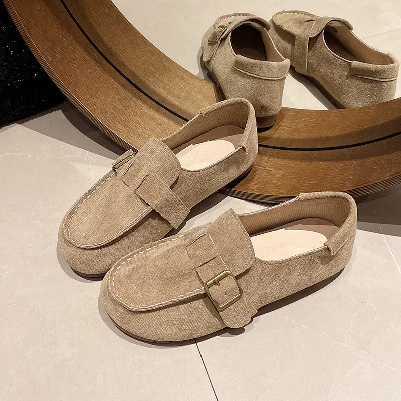 春秋復古平底樂福鞋-舒適軟底懶人鞋 時尚百搭單鞋