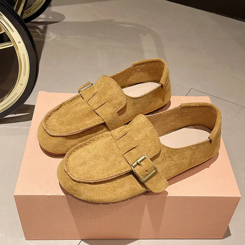 春秋復古平底樂福鞋-舒適軟底懶人鞋 時尚百搭單鞋