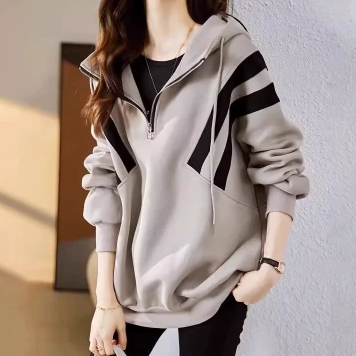 休閒半拉鍊連帽大學T 寬鬆顯瘦 簡約運動風 有刷毛／不刷毛