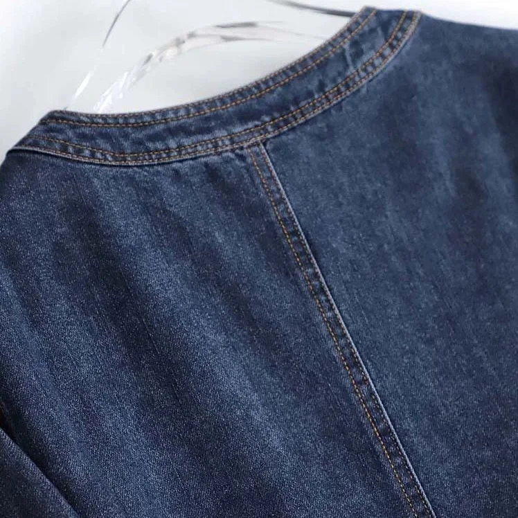 春秋藍色牛仔短版外套-時尚休閒通勤必備 原色設計簡約牛仔