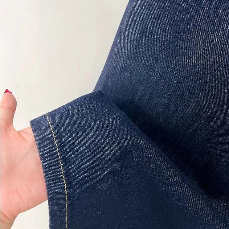 復古藍色寬鬆牛仔寬褲秋冬新款高腰韓版