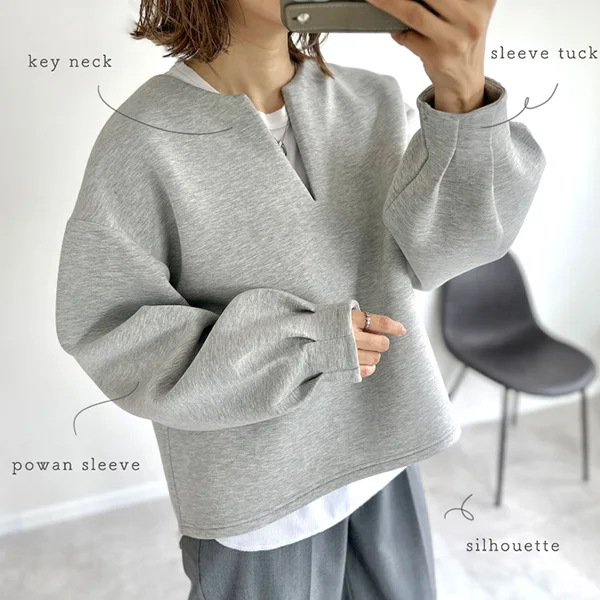 3色樂天日系寬鬆V領燈籠袖上衣-秋冬時尚百搭外套