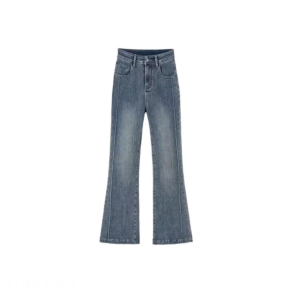 梨形身材高腰彈力微喇牛仔褲 秋季顯瘦大尺碼