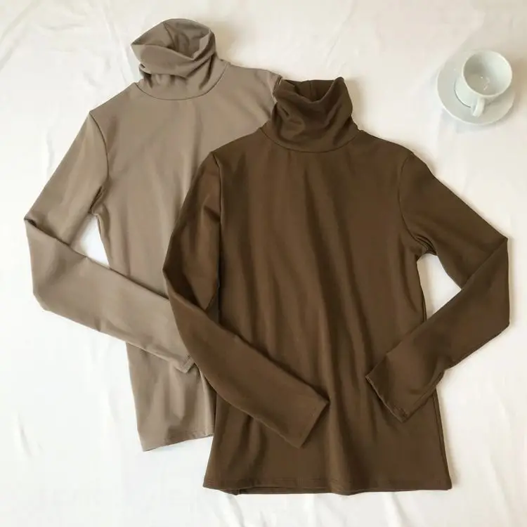 薄款高領/半高領內搭上衣  韓版修身素色長袖T恤