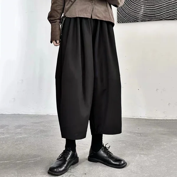 山本秋冬縮口寬褲復古休閒長褲燈籠褲