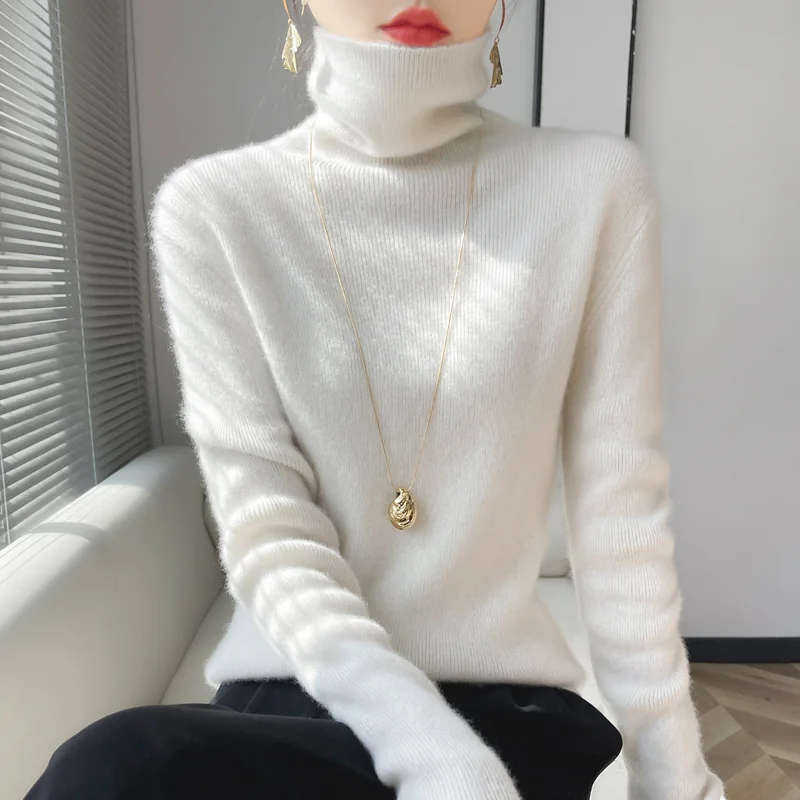 秋冬加厚羊毛高領顯瘦修身針織羊絨內搭上衣