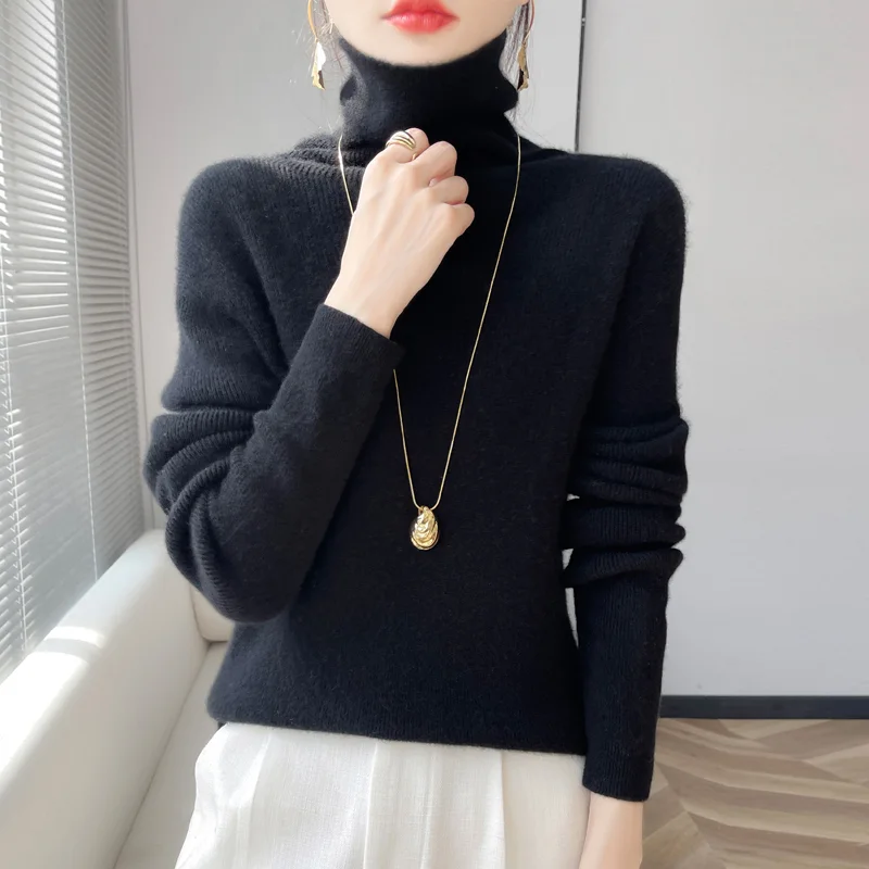 秋冬加厚羊毛高領顯瘦修身針織羊絨內搭上衣