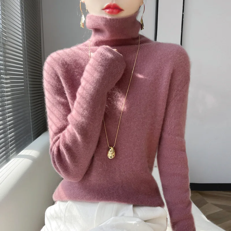 秋冬加厚羊毛高領顯瘦修身針織羊絨內搭上衣