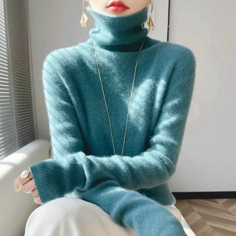 秋冬加厚羊毛高領顯瘦修身針織羊絨內搭上衣