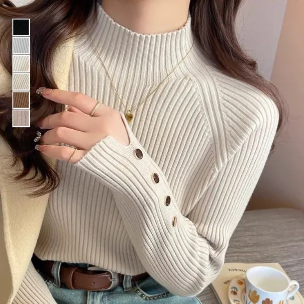 半高領針織上衣 設計感小眾毛衣春秋內搭