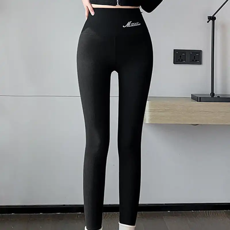 舒適彈力超顯瘦! 刷毛秋冬保暖高腰九分褲