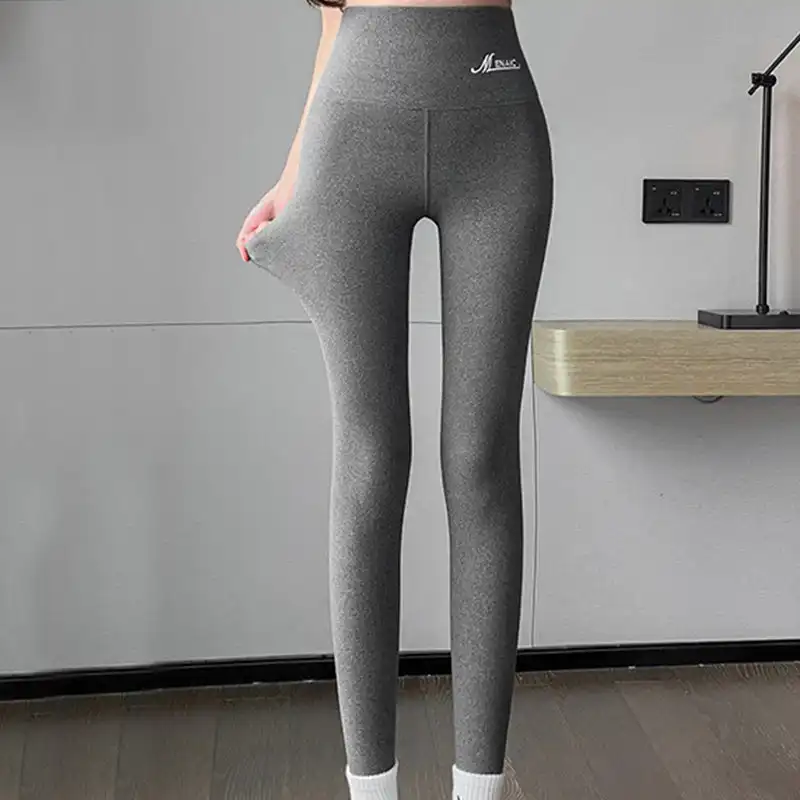 舒適彈力超顯瘦! 刷毛秋冬保暖高腰九分褲