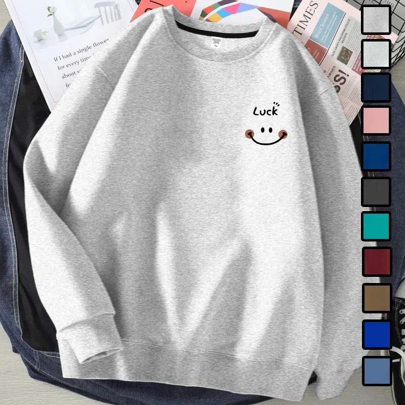 春秋新款寬鬆圓領大學TEE外套 無帽休閒百搭上衣 男女