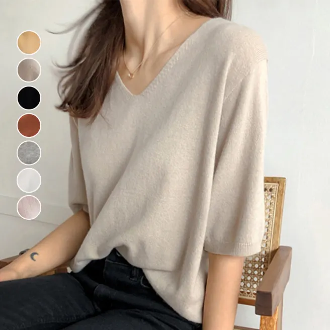 韓國熱銷慵懶風垂感針織上衣 鬆身不垮剪裁冷研冰感