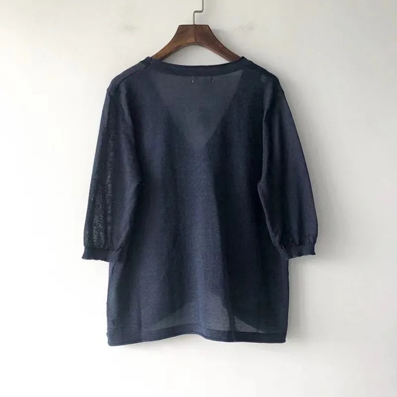 日韓風休閒罩衫 百搭冰絲針織開襟衫 洋氣上衣