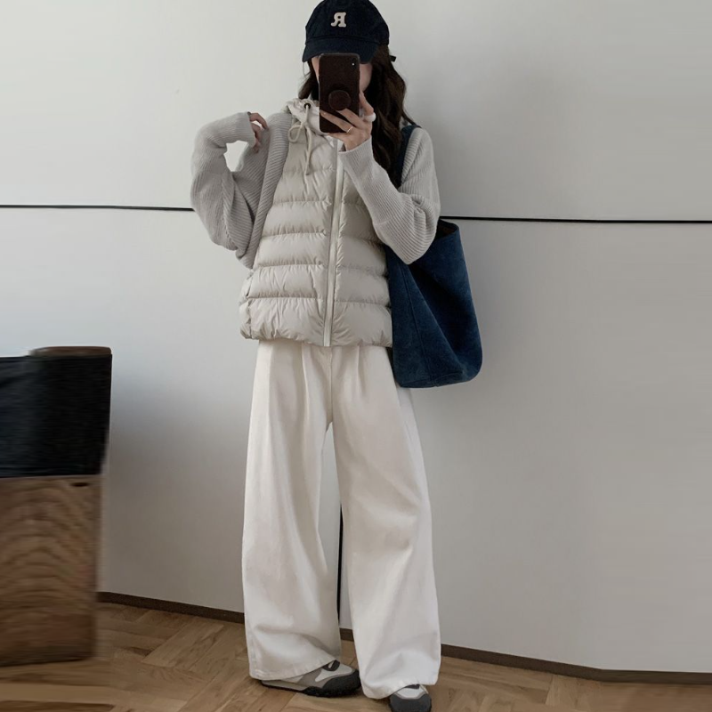 針織拼接連帽鋪棉外套 短版輕量 保暖不臃腫（小個子友善）