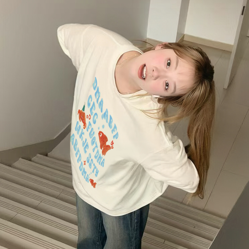 日雜卡通寬版棉T 純棉圓領短袖 百搭休閒加密工藝