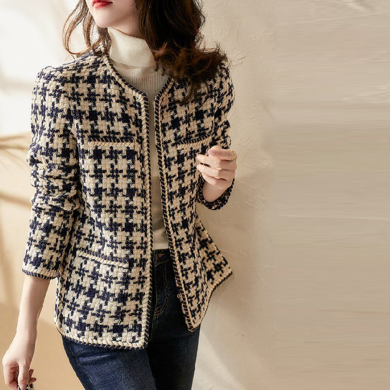 粗花毛呢小香風外套 百搭名媛氣質上衣顯瘦