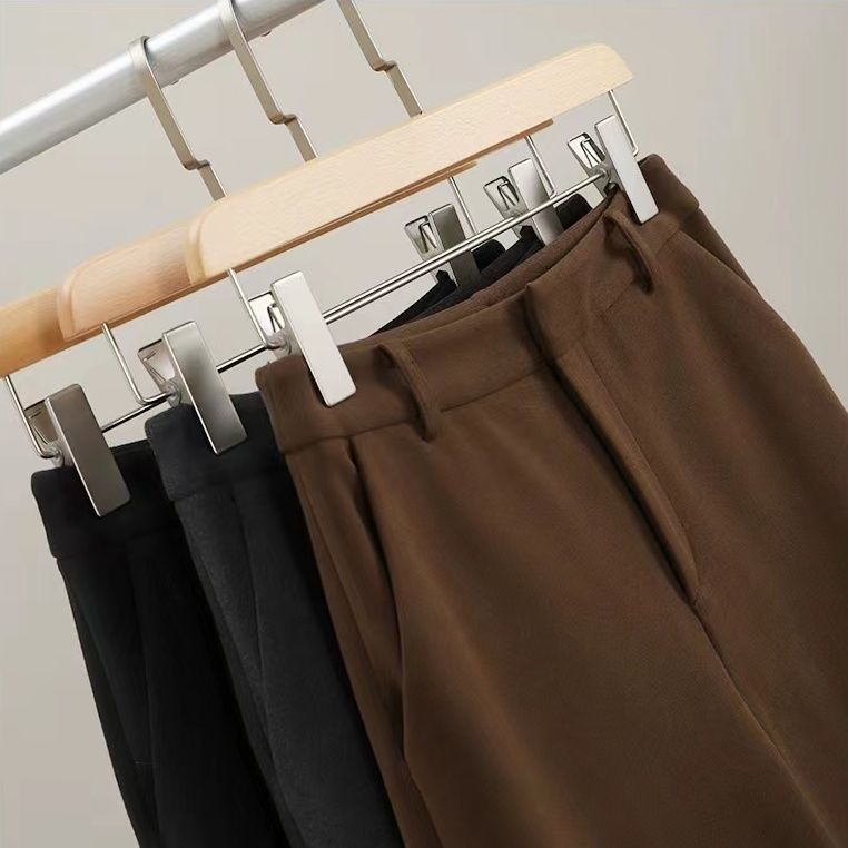 毛呢八分寬褲 秋冬新款休閒寬鬆顯瘦