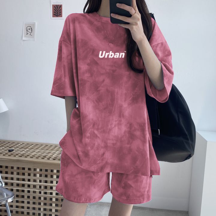 水洗暈染短袖T＋短褲兩件式 休閒套裝（8色）