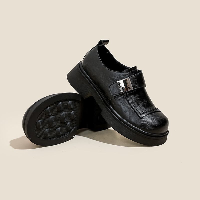 復古樂福鞋 魔鬼氈設計 厚底增高 簡約百搭款