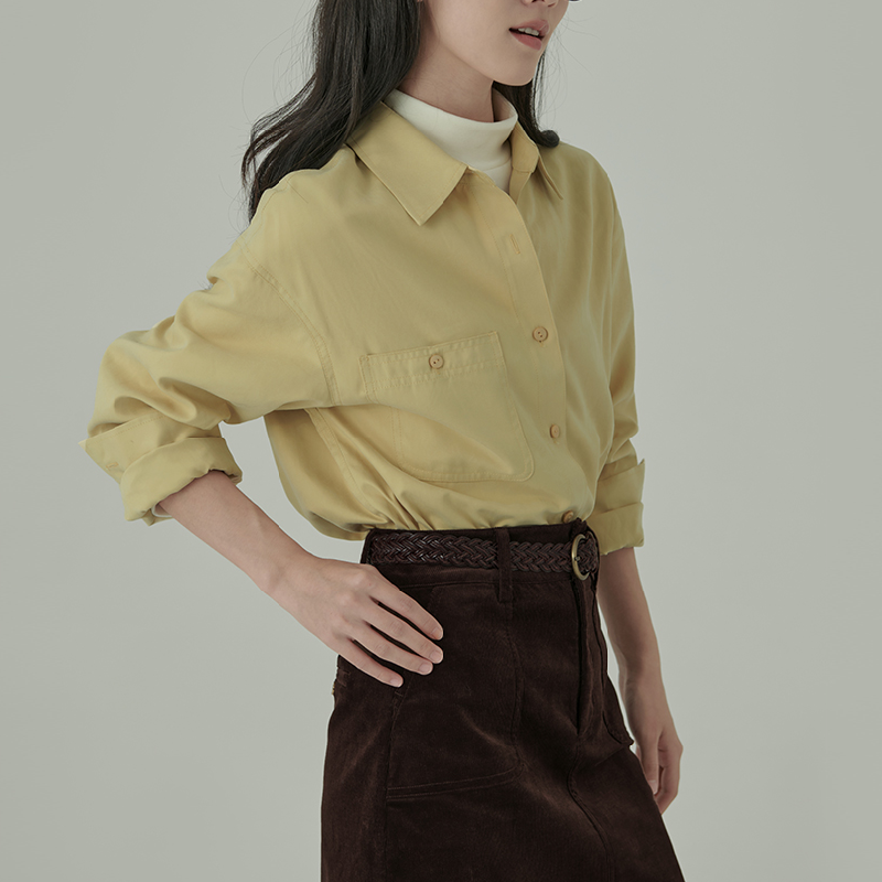 韓國柔絲絨襯衫 春秋新款氛圍遮肉感百搭襯衫上衣
