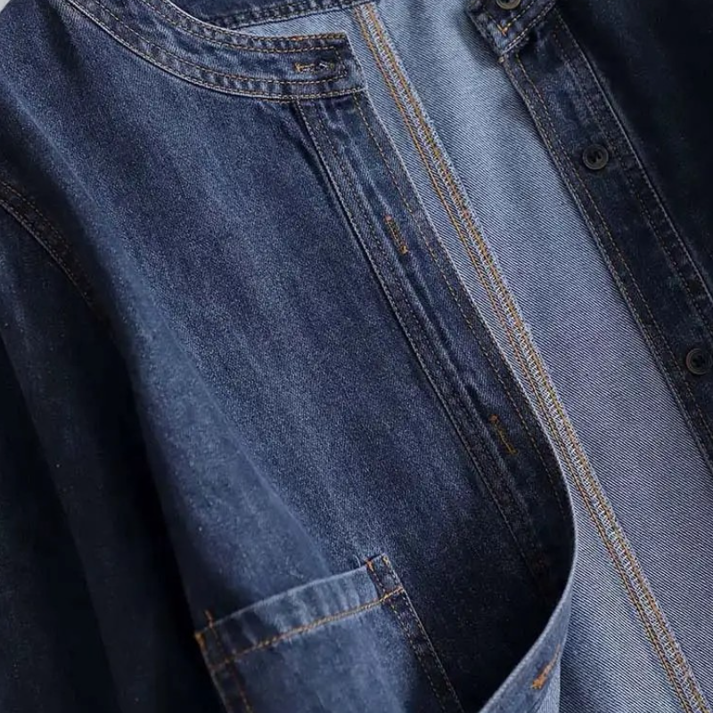 春秋藍色牛仔短版外套-時尚休閒通勤必備 原色設計簡約牛仔