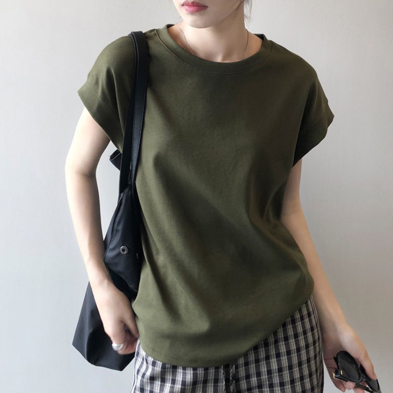 通勤百搭設計感小飛袖 無袖T恤 寬鬆 純棉大版 無袖T恤背心上衣T