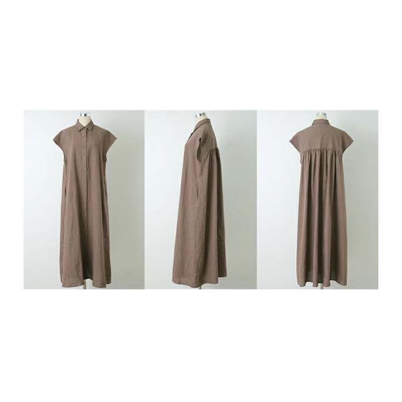 慵懶風 日系 樂天熱銷 翻領 遮肉款 大裙擺 休閒長洋裝