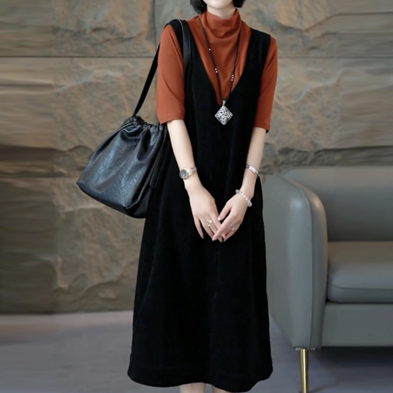 背心無袖洋裝 V領A字版 氣質顯瘦 休閒高級感（可內搭）