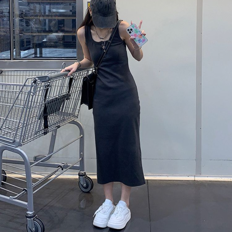 條紋針織開襟外套＋背心洋裝｜兩件式 甜辣風 修身顯瘦（長版／短版）