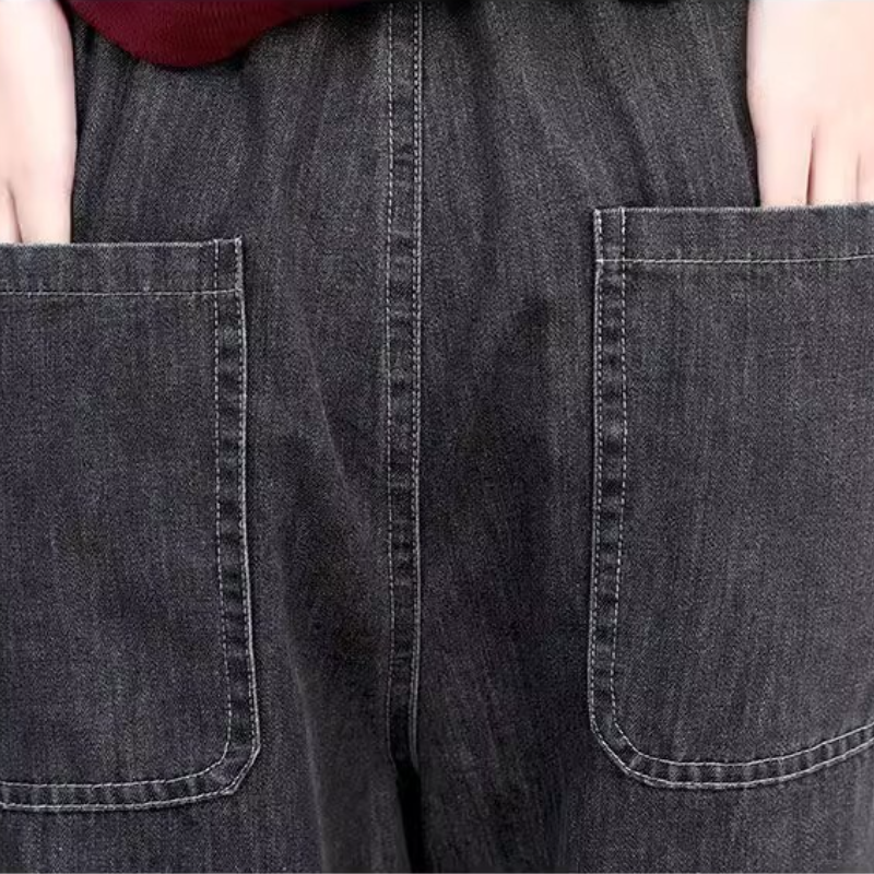 九分牛仔褲寬鬆顯瘦高腰休閒鬆緊哈倫褲