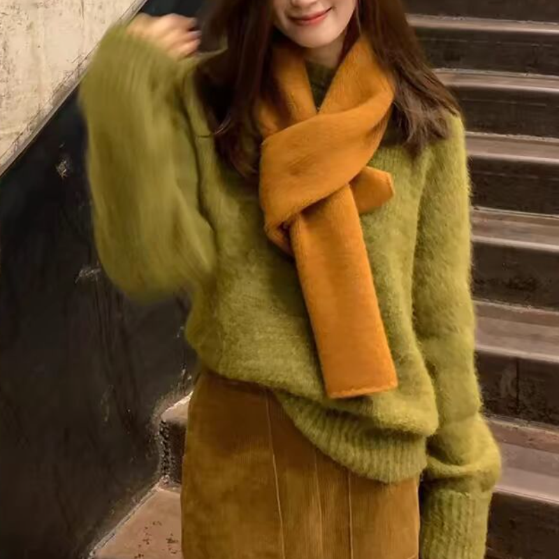 【單品可選】高級感韓系復古毛衣針織上衣+高腰顯瘦半身裙