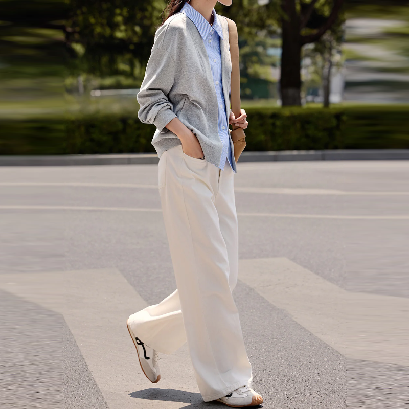 萊賽爾棉假兩件拼接針織薄外套女早秋慵懶設計感氣質上衣