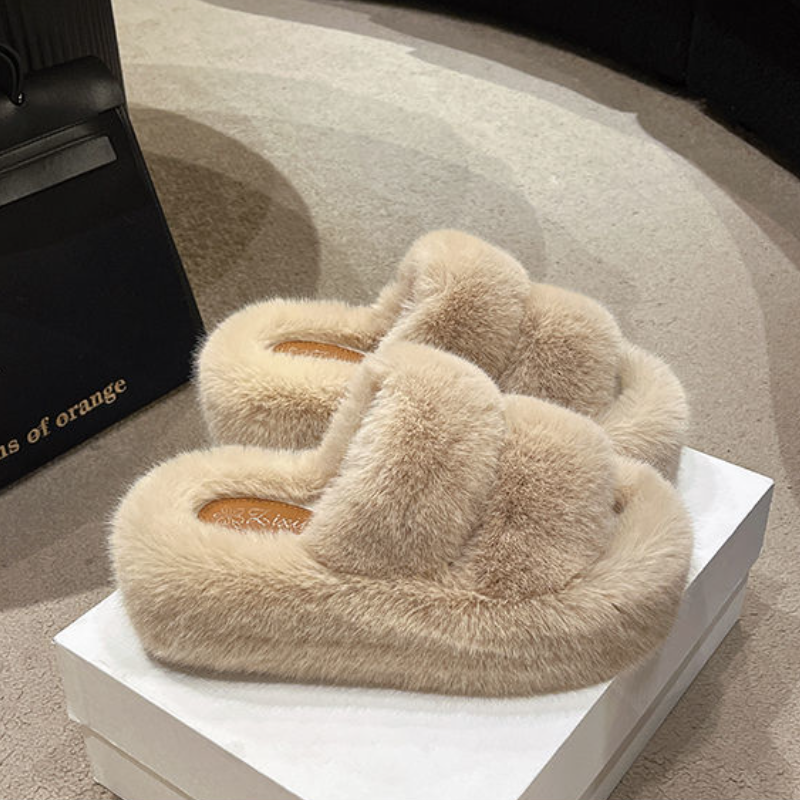 軟萌毛毛雙寬帶拖鞋*5色(到42碼)