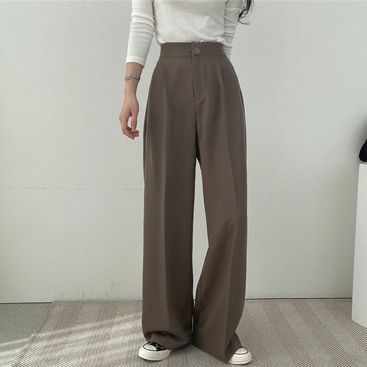 【單品可選】高級chic春秋季休閒翻領套裝 西裝外套高腰垂墜西裝寬褲兩件套