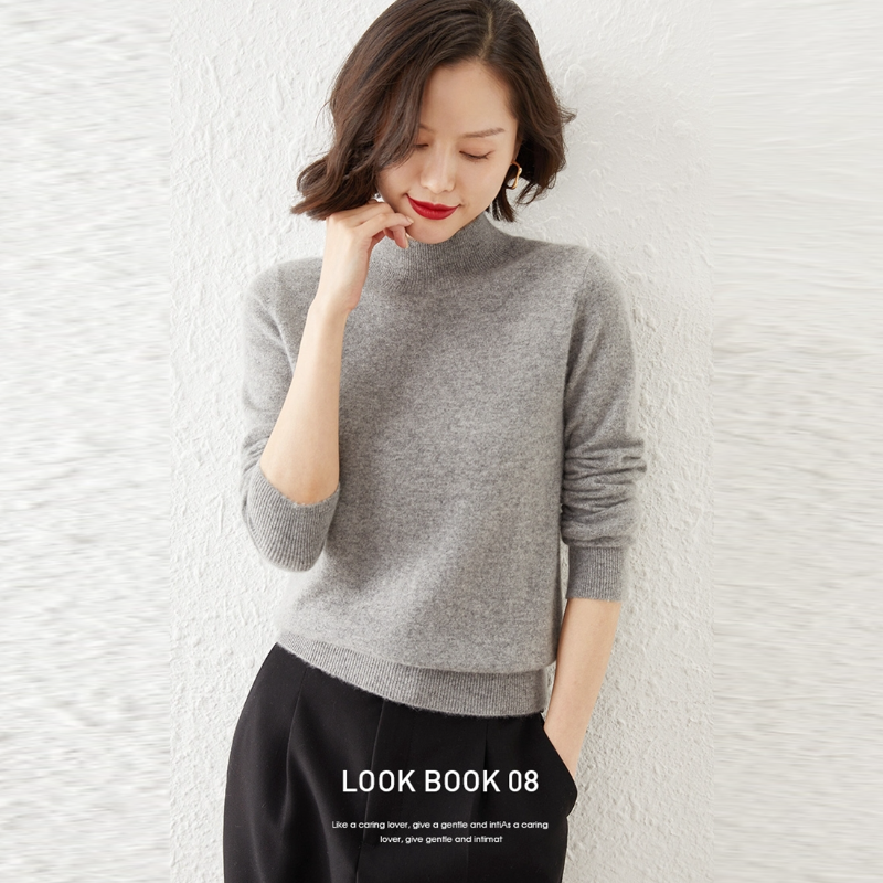 13色 半高領素色針織上衣 秋冬百搭款 修身剪裁毛衣