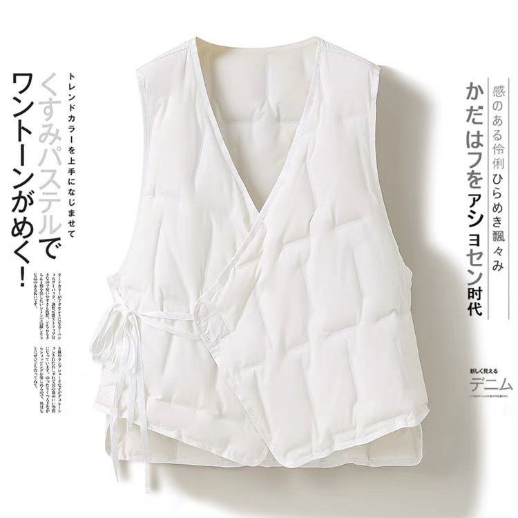 簡約 ‧ 冬季繫腰帶鋪棉背心外套