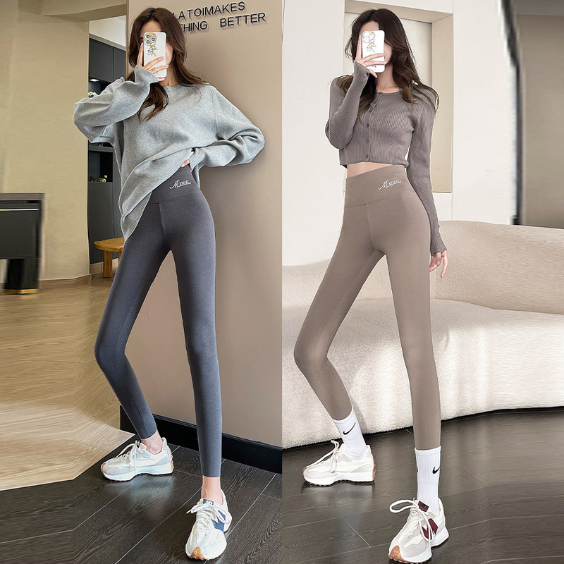 舒適彈力超顯瘦! 刷毛秋冬保暖高腰九分褲