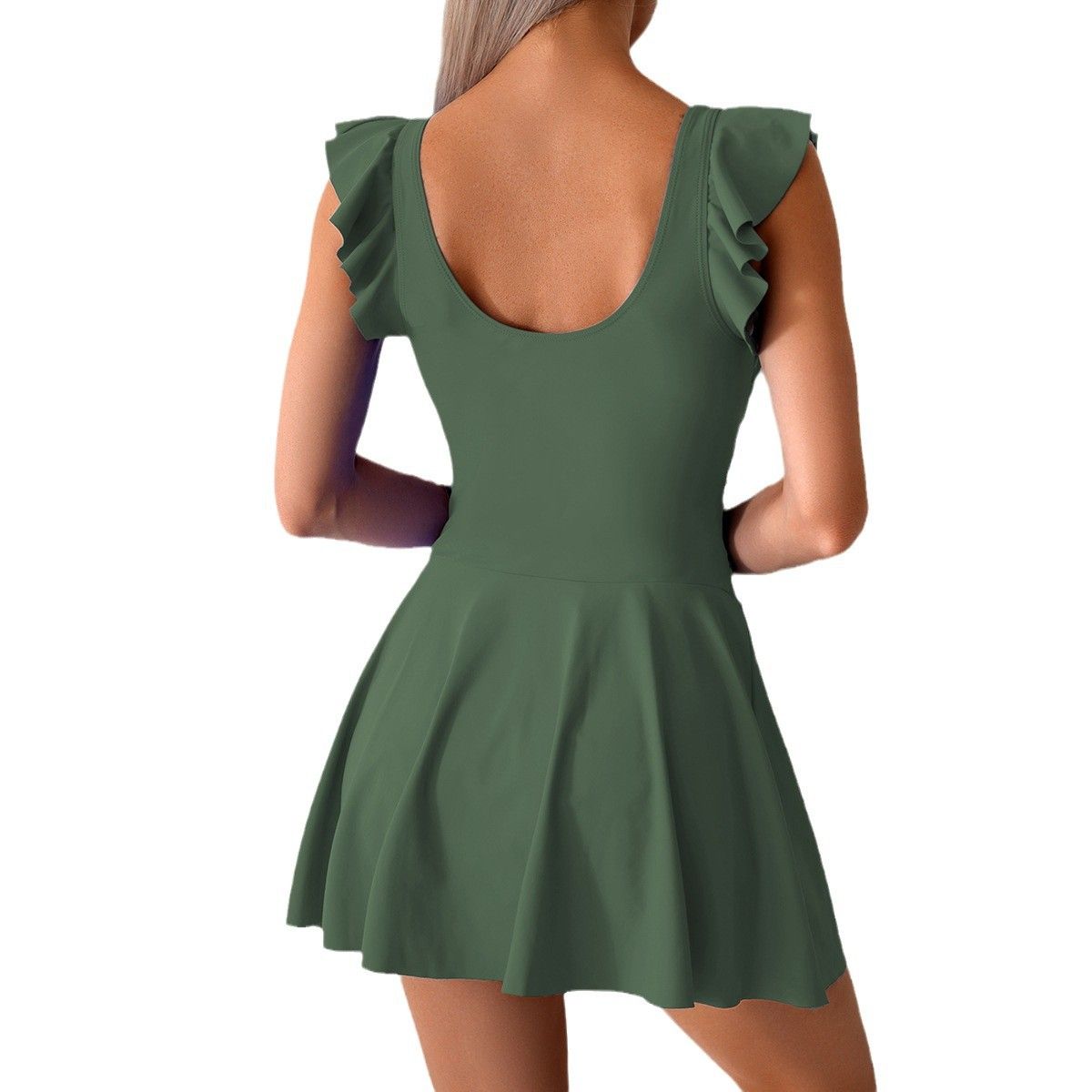 簡約修身連身泳衣 側開衩裙擺設計 氣質顯瘦款