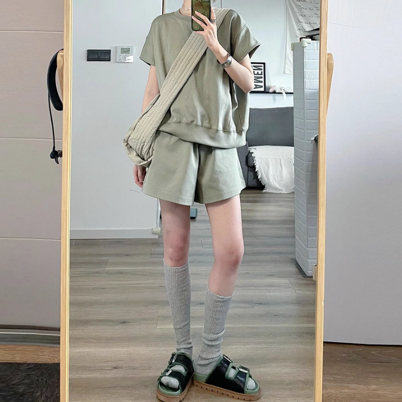 【單品可選】韓流正夯 空氣感運動套組 減齡休閒風上衣+短褲組