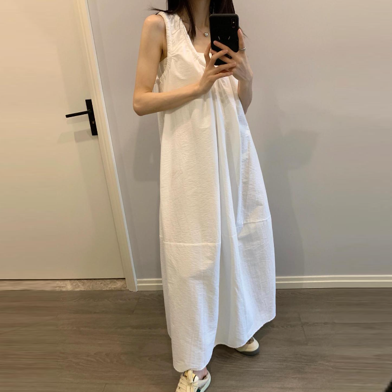 韓系甜美無袖長洋｜夏季大尺碼家居服 可外穿連身長裙