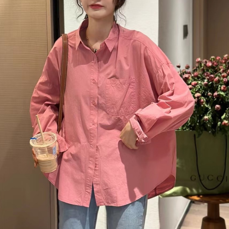 韓系·簡約時尚蝙蝠袖襯衫6色-設計感長袖上衣 春秋百搭首選