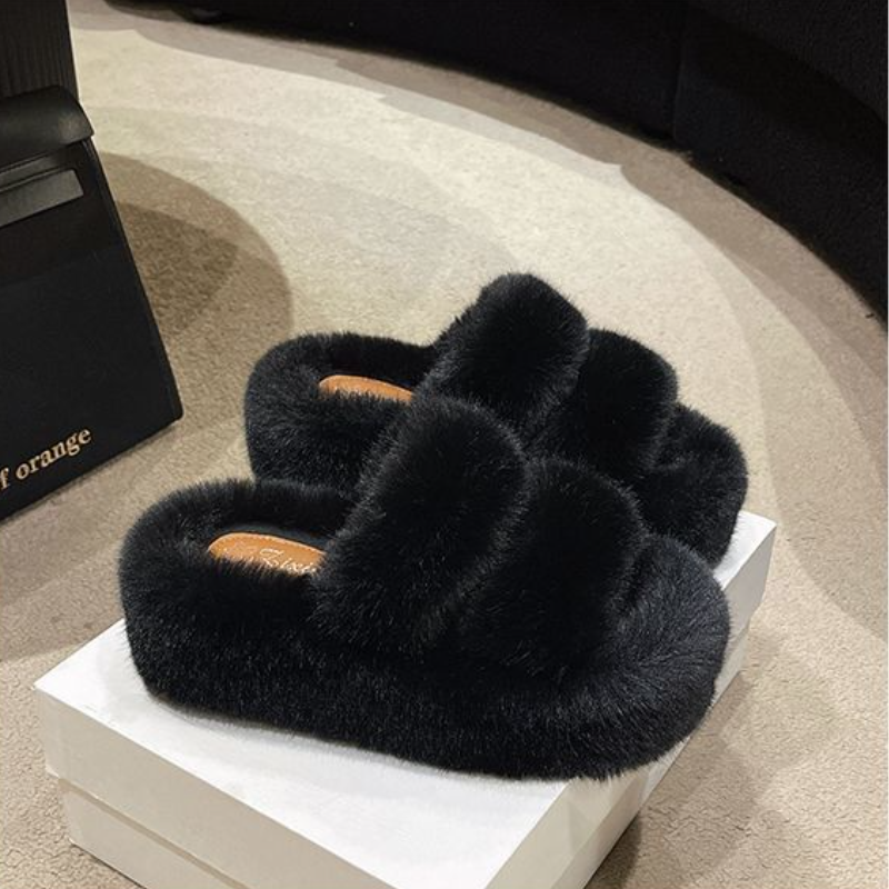 軟萌毛毛雙寬帶拖鞋*5色(到42碼)